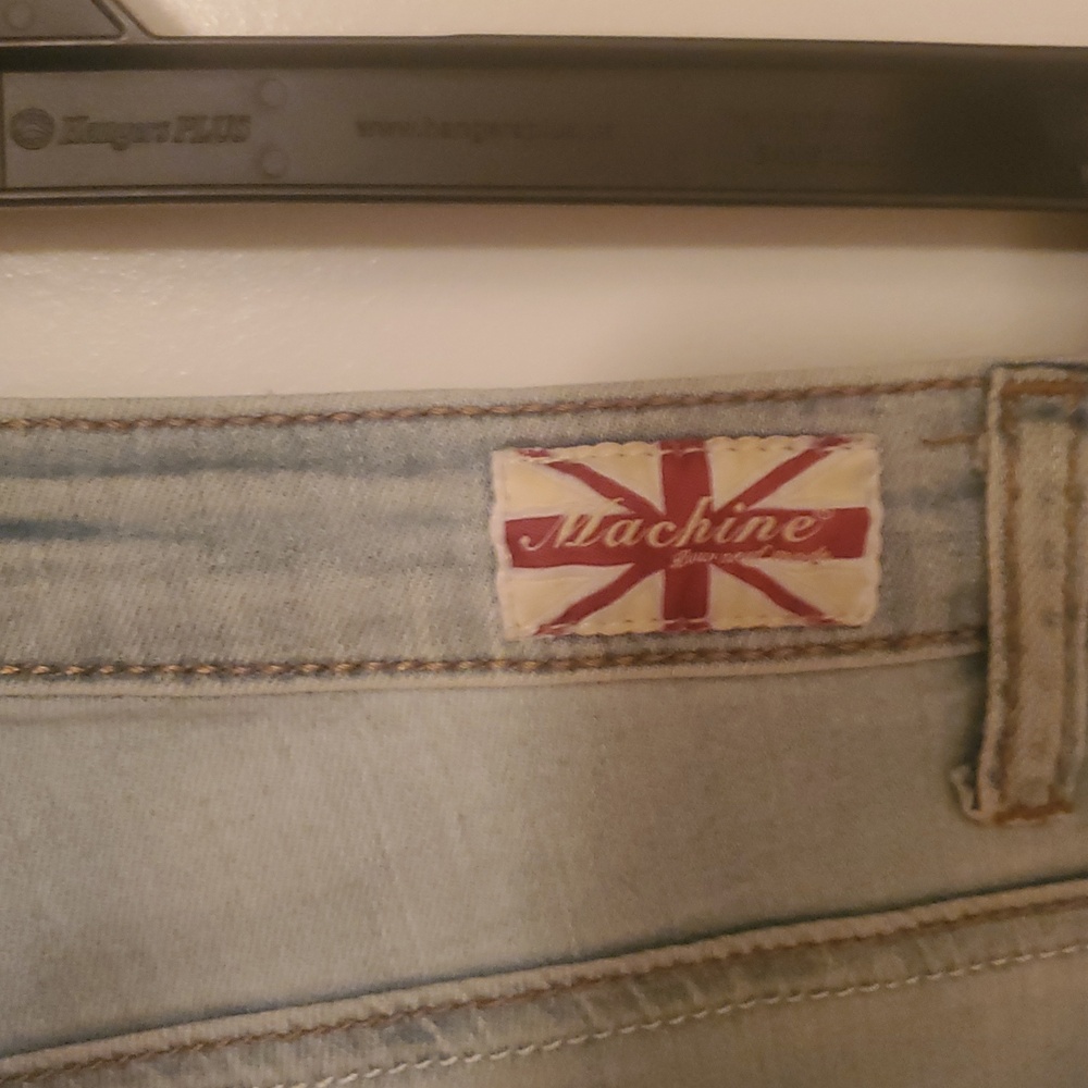 Machine Light Blue Skinny Jeans with Red Rose Embroidery - Picture 4 of 5